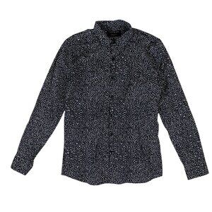 Topman Black White Dot Button Up Shirt Medium Stretch Fit Mod Print Party